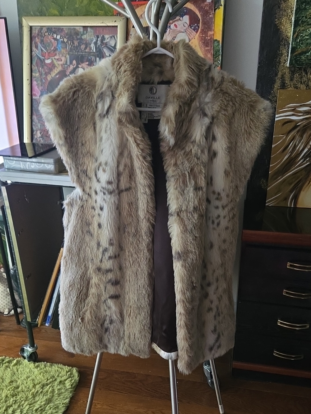 Faux Fur Vest in Light Brown Made In France 21 P2P 32 L